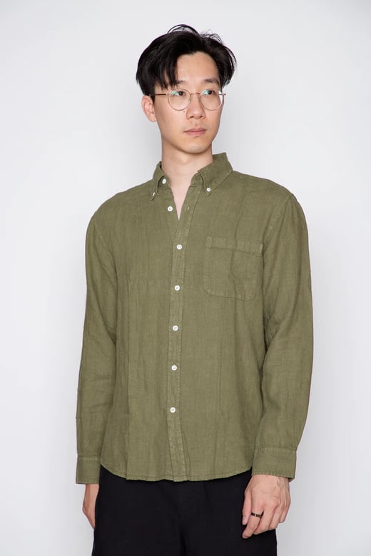 C.O.F. Studio - Button Down - Pure Linen Vintage Green